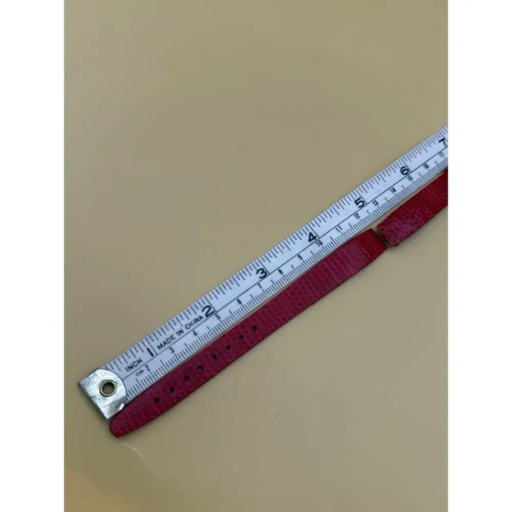 12mm HIRSCH Red Pink Genuine Lizard NOS Vintage Watch Band & Gold-Tone Buckle